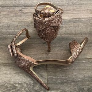 Rose Gold Glitter Heels With Bows